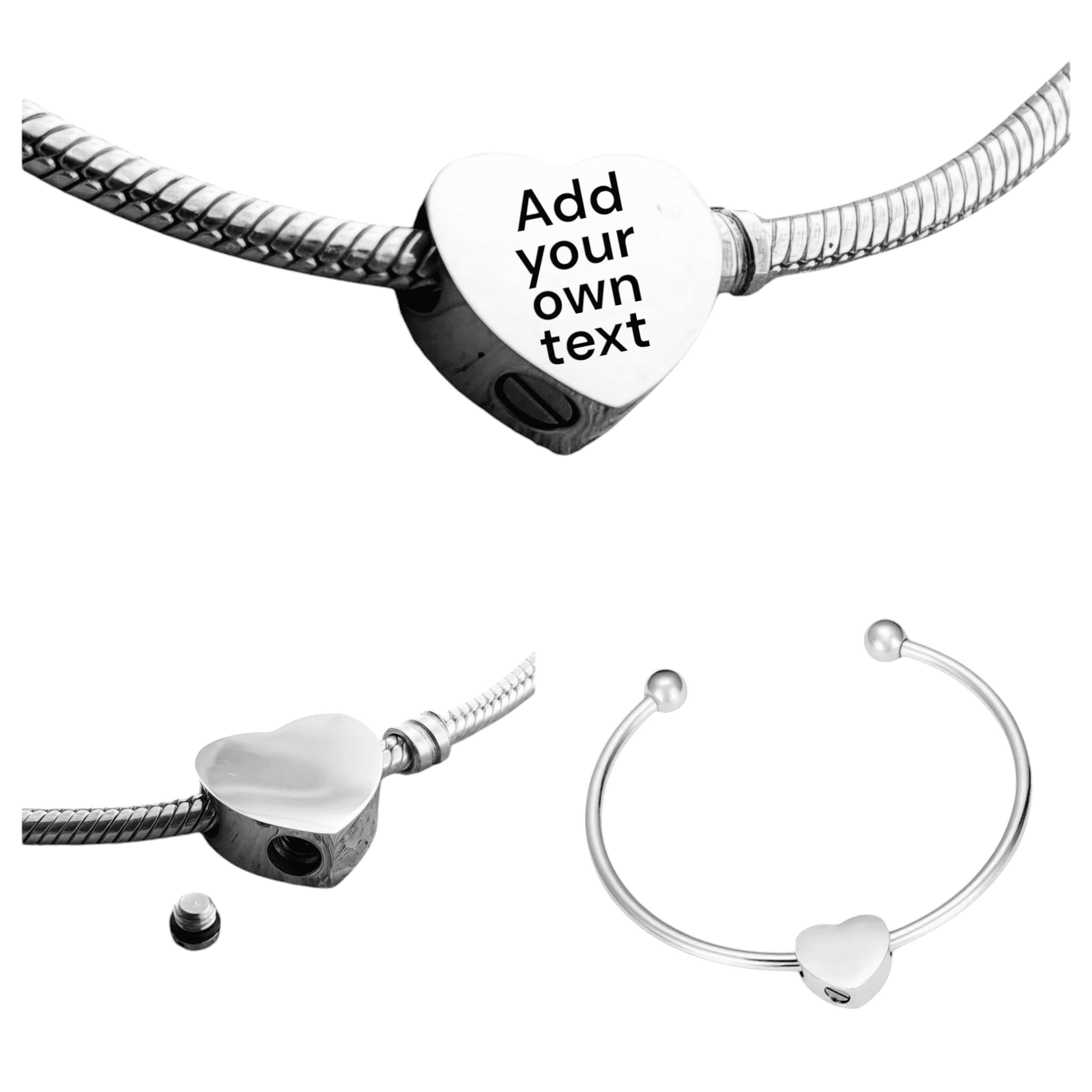 Custom Engraved Memorial Charm Bead for European Style Bracelet Memorial Bead with Custom Engraving