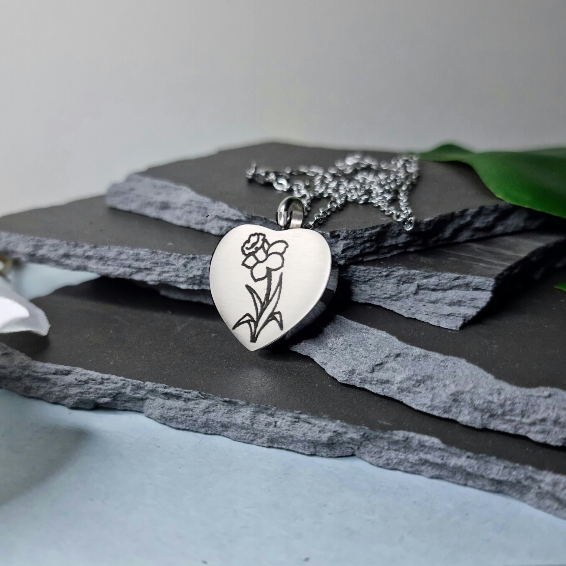 Daffodil Engraved Keepsake Memorial Necklace