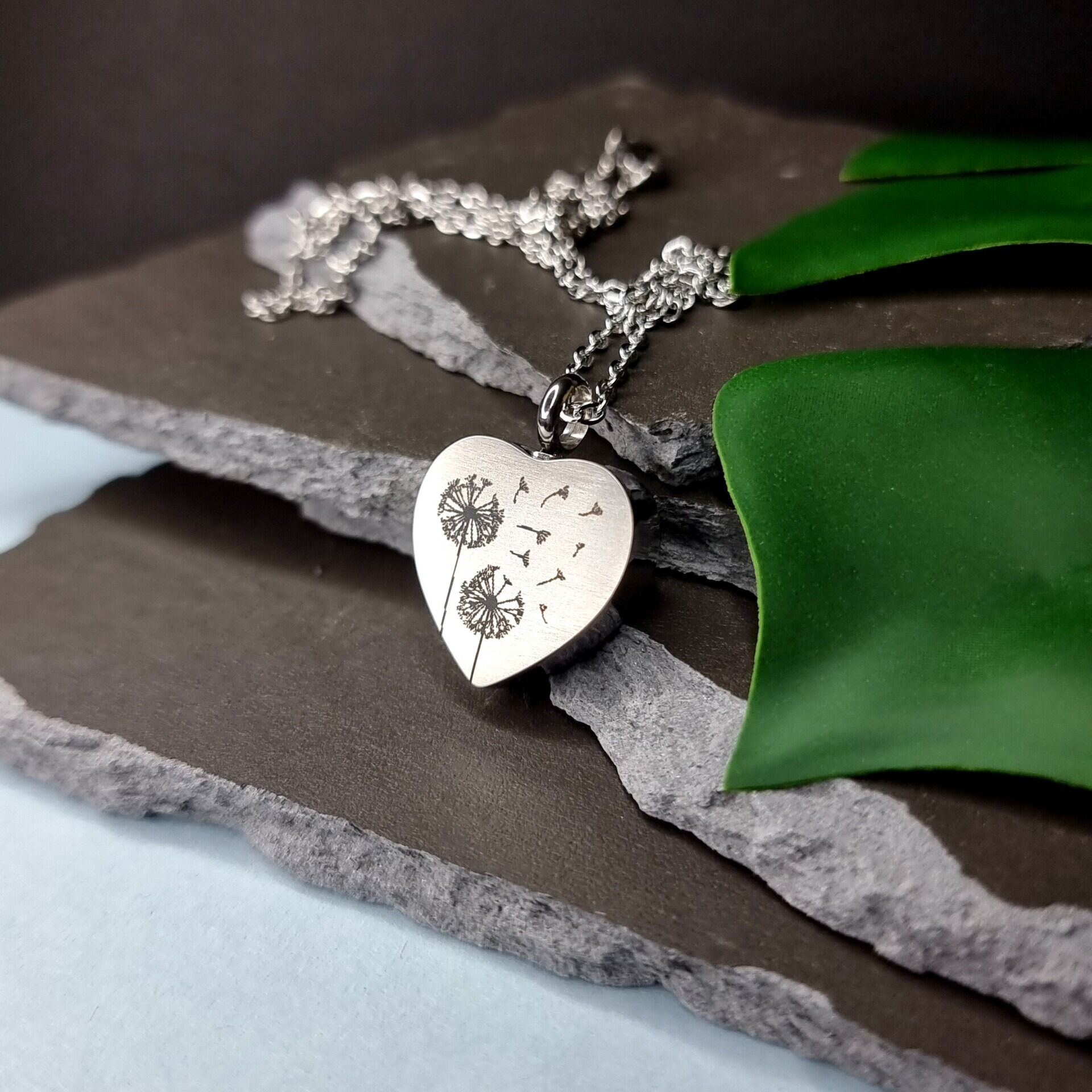 Dandelion Engraved Keepsake Memorial Necklace