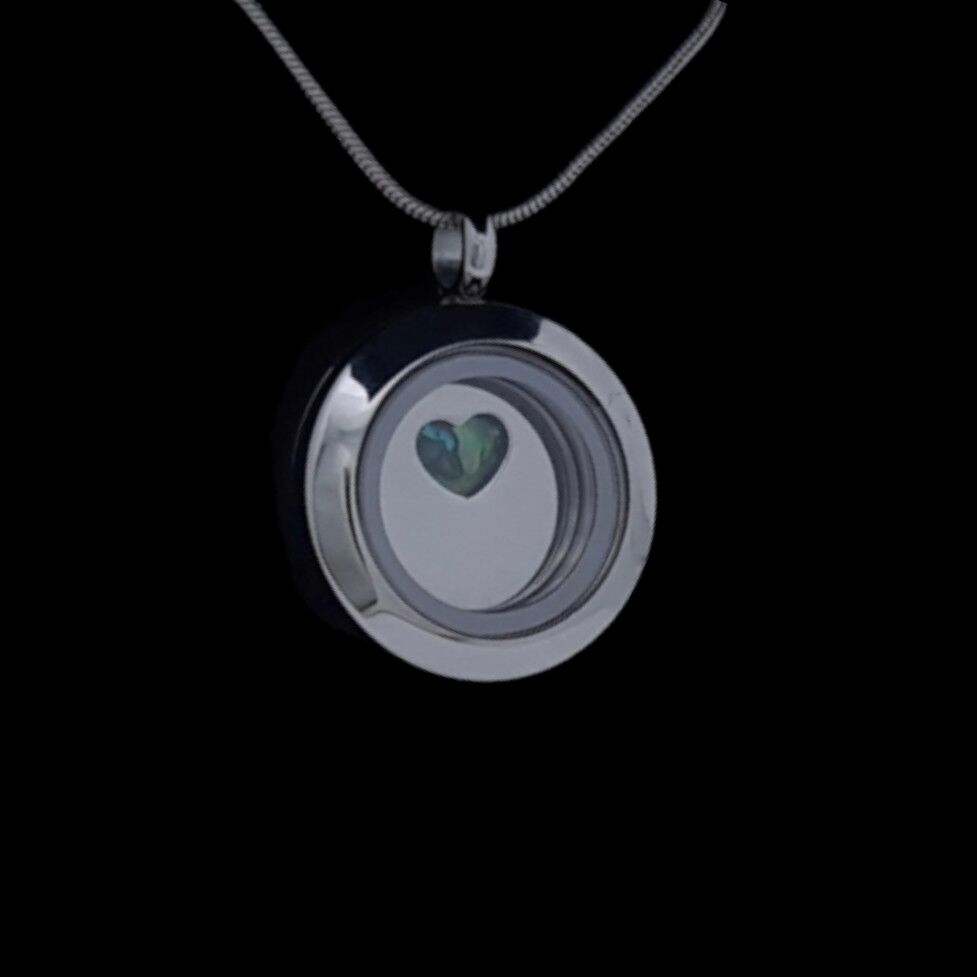 Paua Heart Locket - 20mm